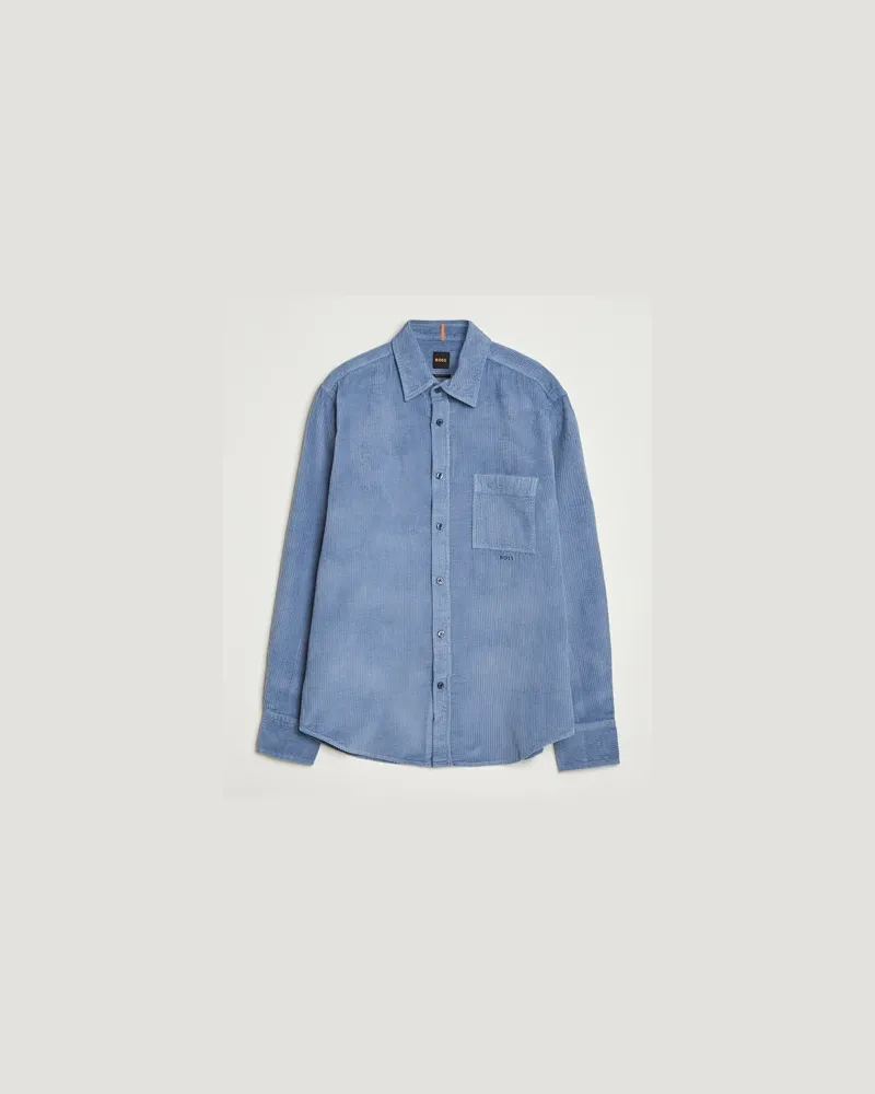 HUGO BOSS Relegant Corduroy Shirt Open Blue Blau