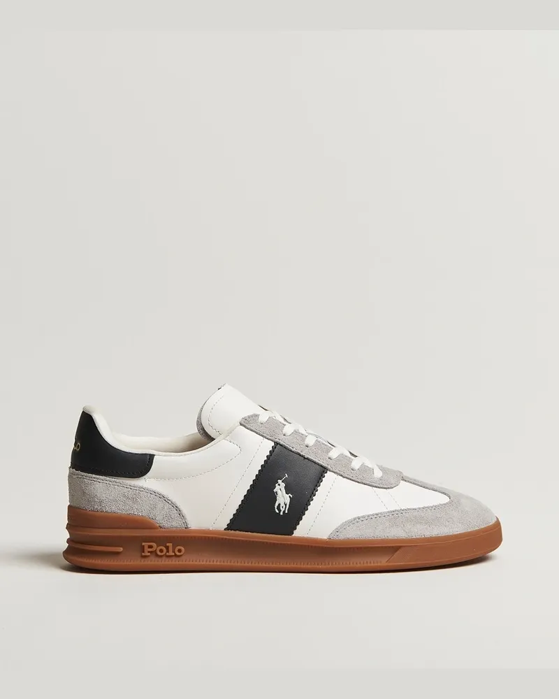 Ralph Lauren Aera Leather/Suede Sneaker White/Grey Weiß