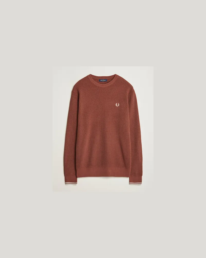 Fred Perry Waffle Stitch Jumper Whiskey Brown Braun