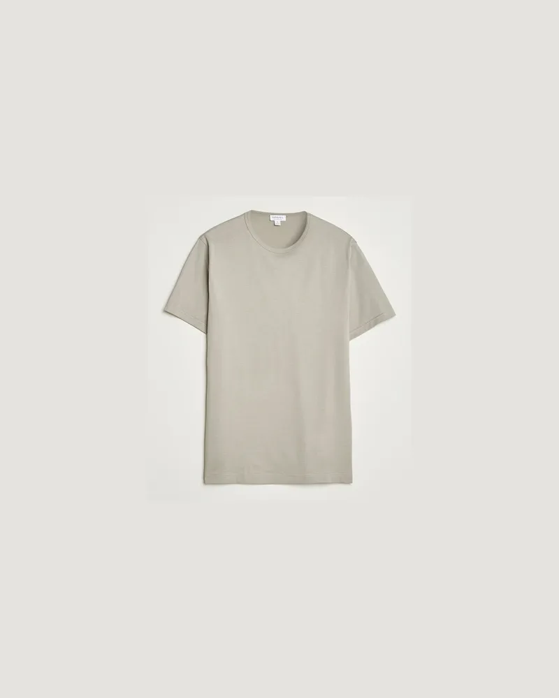 Sunspel Crew Neck Q82 Cotton T-Shirt Fog Grau