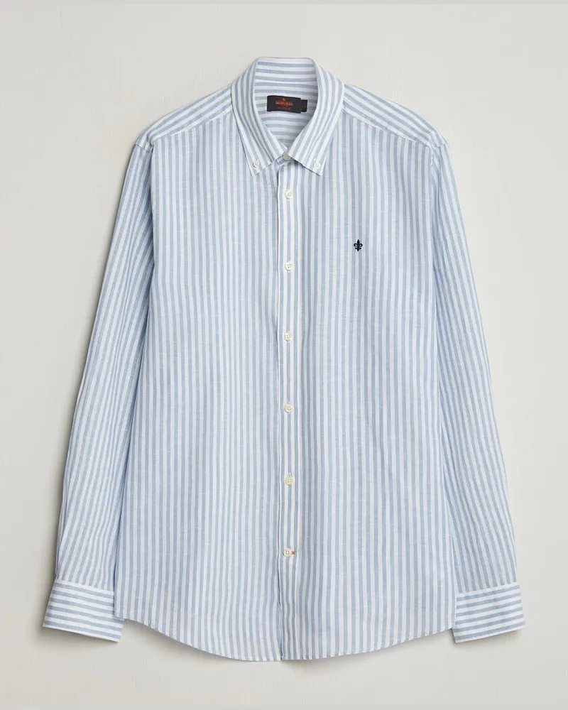 Morris Douglas Striped Linen Shirt Blue/White Mehrfarbig