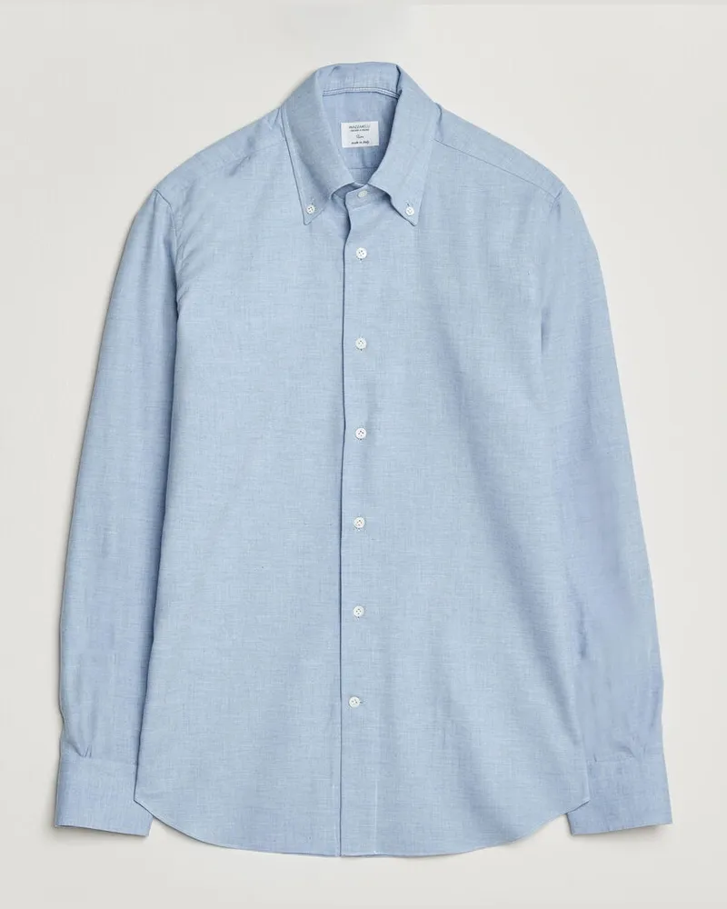 MAZZARELLI Soft Flannel Button Down Shirt Light Blue Blau