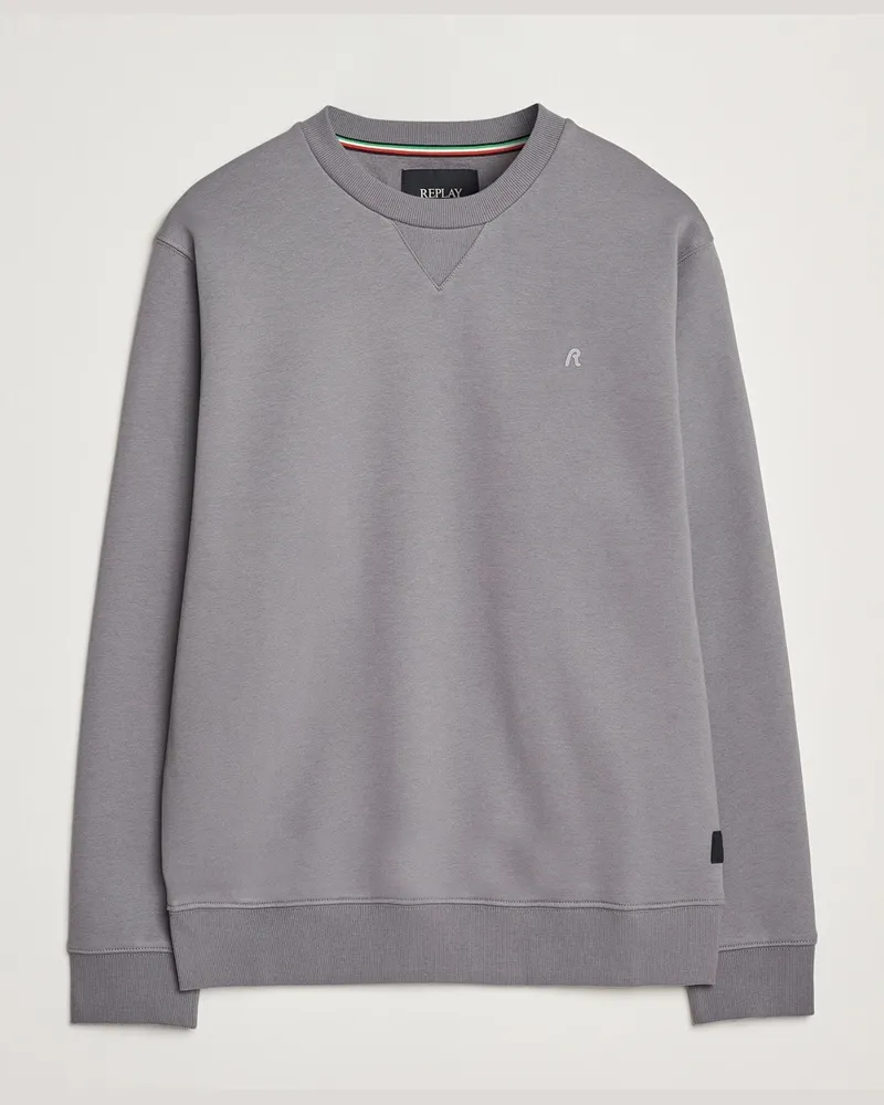 Replay Tonal Logo Crew Neck Sweatshirt Dark Grey Grau
