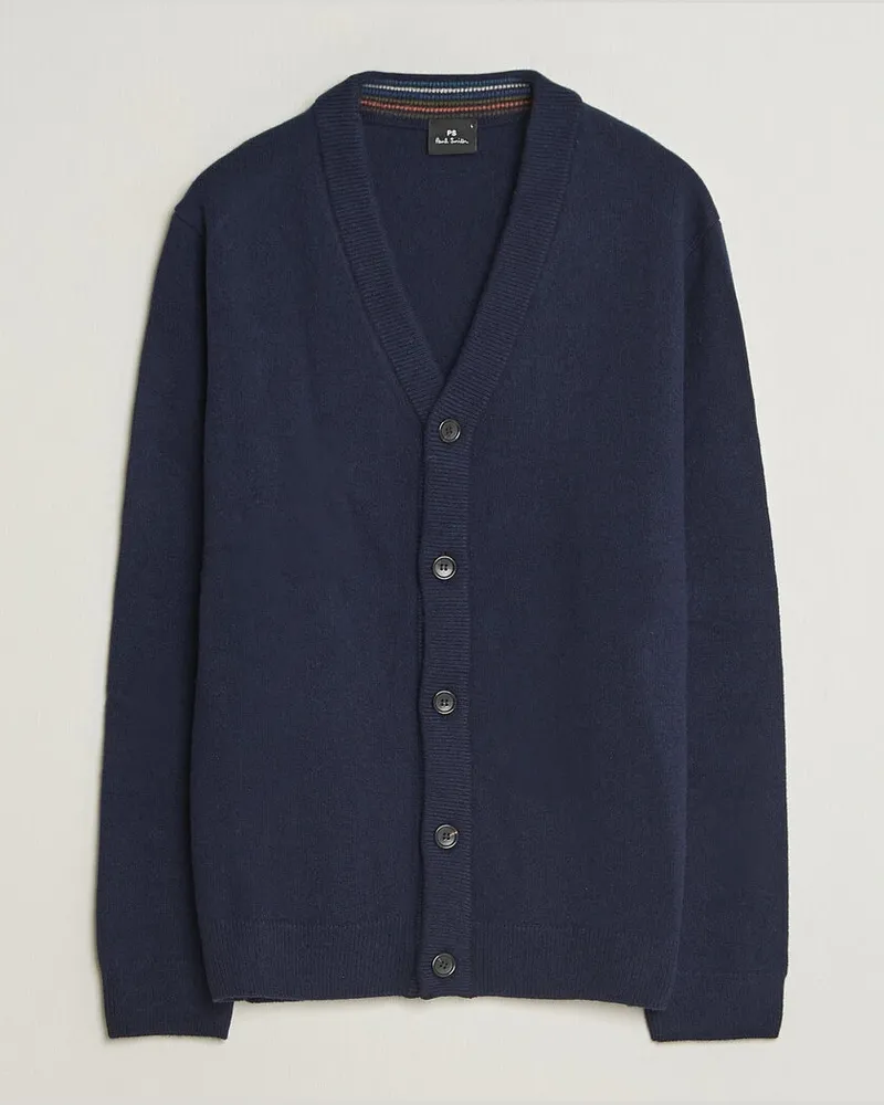 Paul Smith Wool Knitted Cardigan Navy Blau