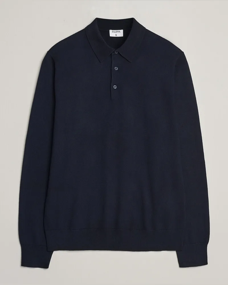 Filippa K Knitted Polo Shirt Navy Blau