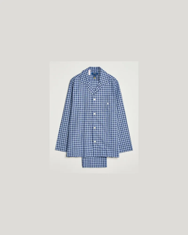 Ralph Lauren Cotton Checked Pyjama Set Navy Blau