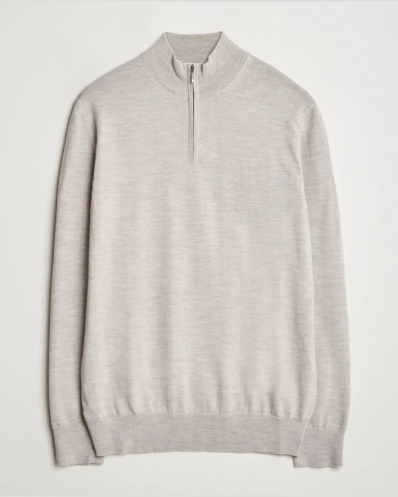 Charles Tyrwhitt Pure Merino Zip Neck Jumper Limestone Beige