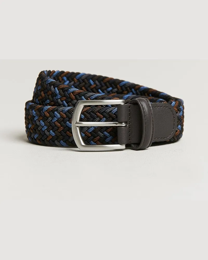 Anderson's Stretch Woven 3,5 cm Belt Navy/Brown Mehrfarbig