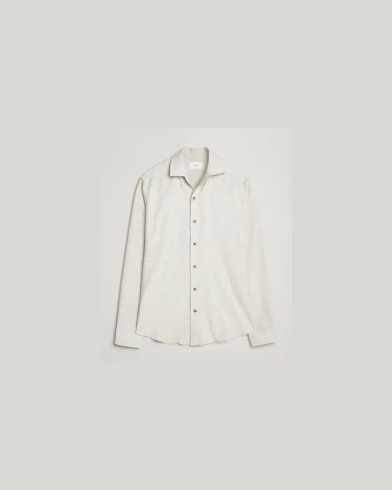 Eton Casual Fit One Piece Collar Flannel Shirt Light Grey Grau