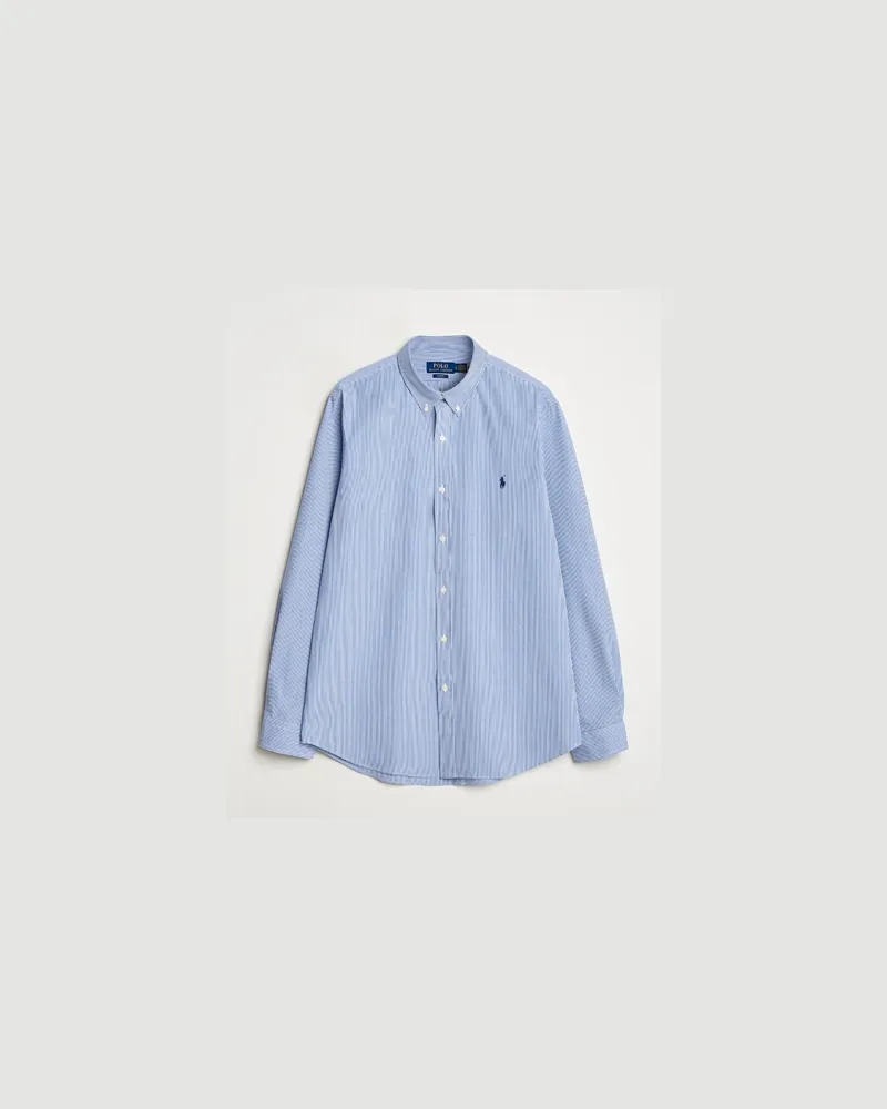 Ralph Lauren Slim Fit Poplin Shirt Blue/White Hairline Stripe Blau