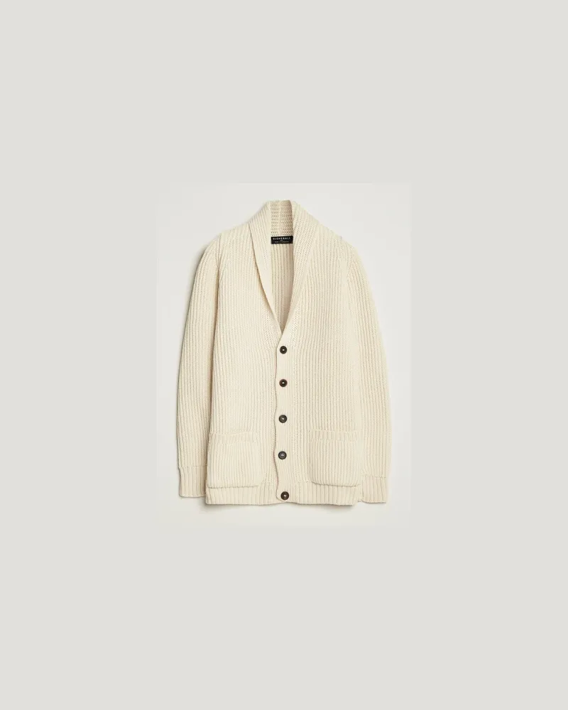 Gloverall Shawl Collar Cardigan Ecru Weiß