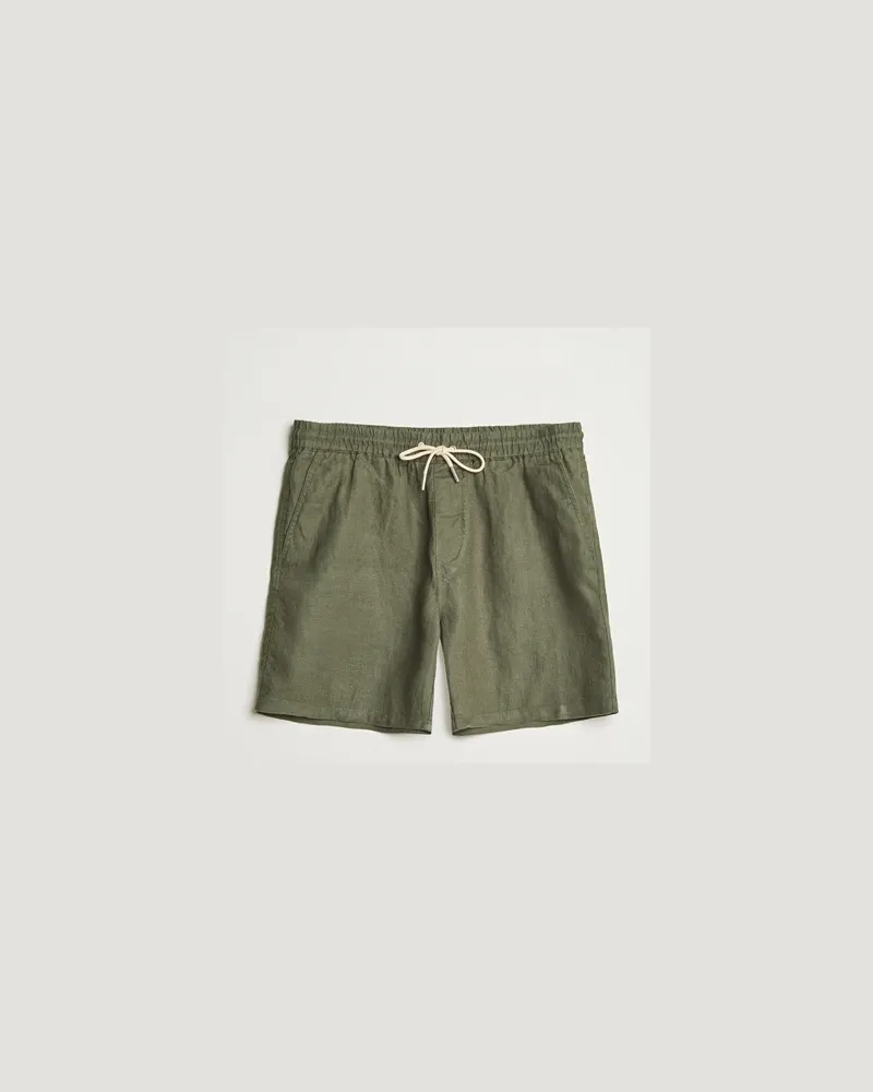 NN 07 Gregor Linen Drawstring Shorts Croc Green Grün