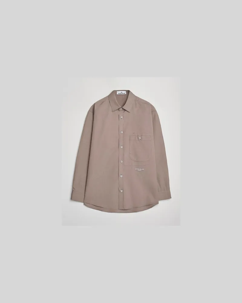 Stone Island Marina Organic Oxford Cotton Shirt Tobacco Braun