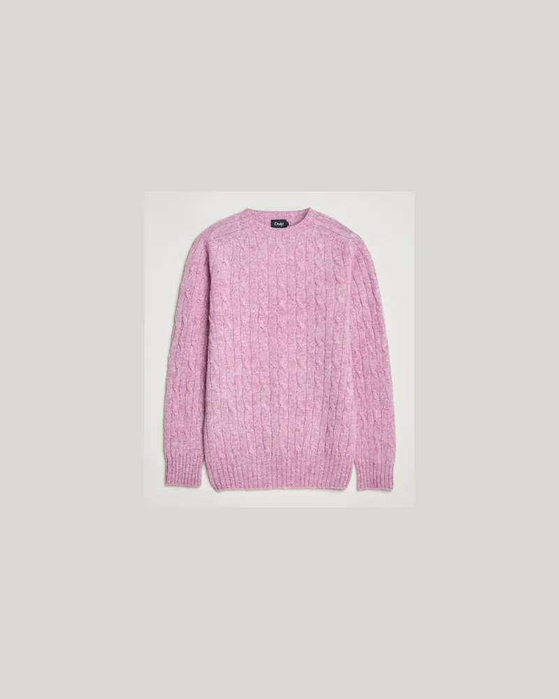 Drake's Drake Brushed Shetland Cable Crew Purple Lila