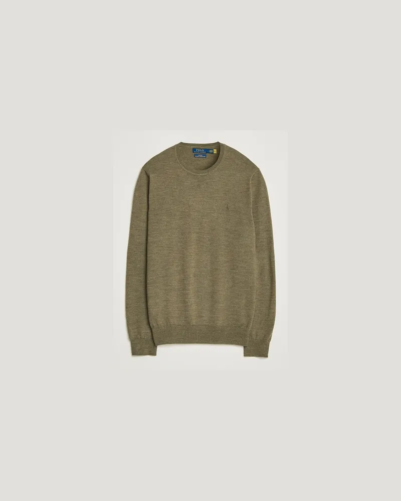 Ralph Lauren Merino Crew Neck Pullover Cargo Olive Heather Grün