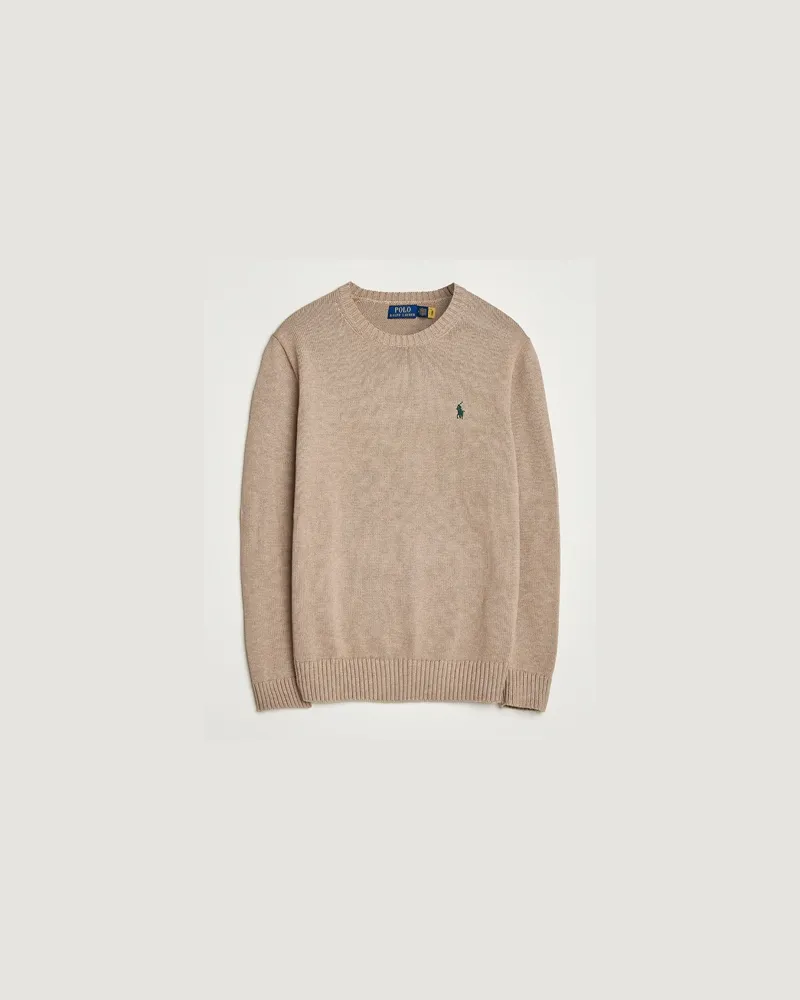 Ralph Lauren Cotton Crew Neck Sweater Bronze Melange Braun