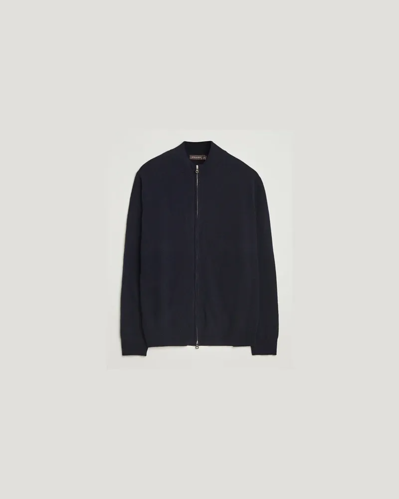Oscar Jacobson Seb Wool/Cashmere Full Zip Navy Blau