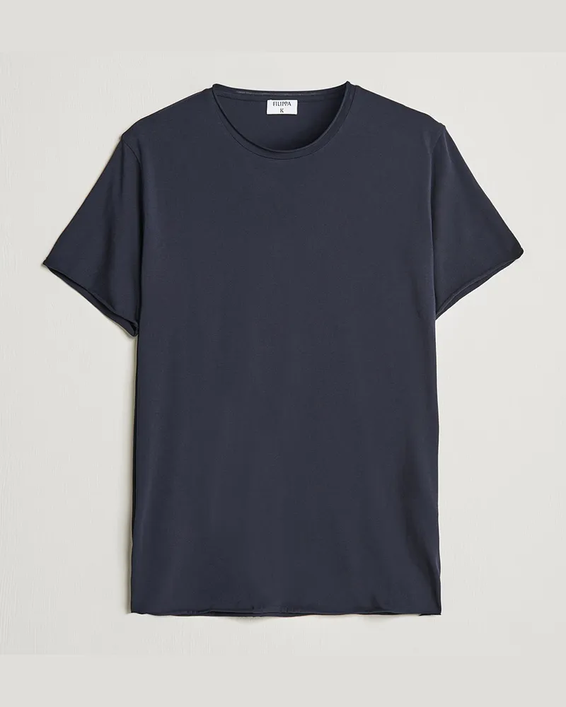 Filippa K Roll Neck Crew Neck Tee Navy Blau