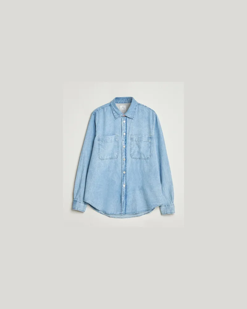 Paul Smith Casual Fit Denim Shirt Washed Blue Blau