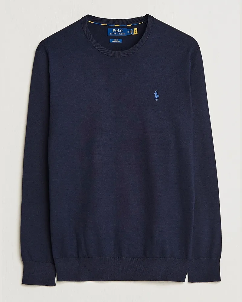 Ralph Lauren Pima Cotton Crew Neck Pullover Hunter Navy Blau
