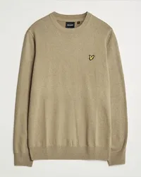 Lyle & Scott Baumwoll/Merino Rundhalspullover Jumper Sage Uniform Grün