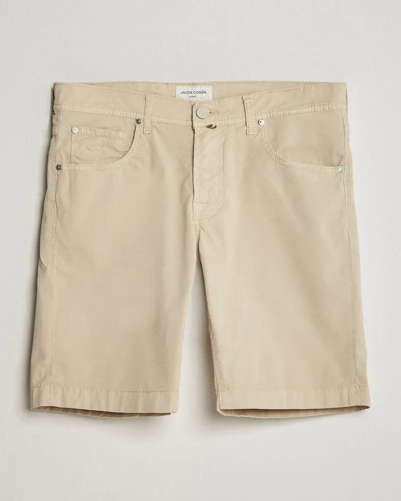 Jacob Cohën Nicolas Cotton Gabardine Shorts Beige Beige