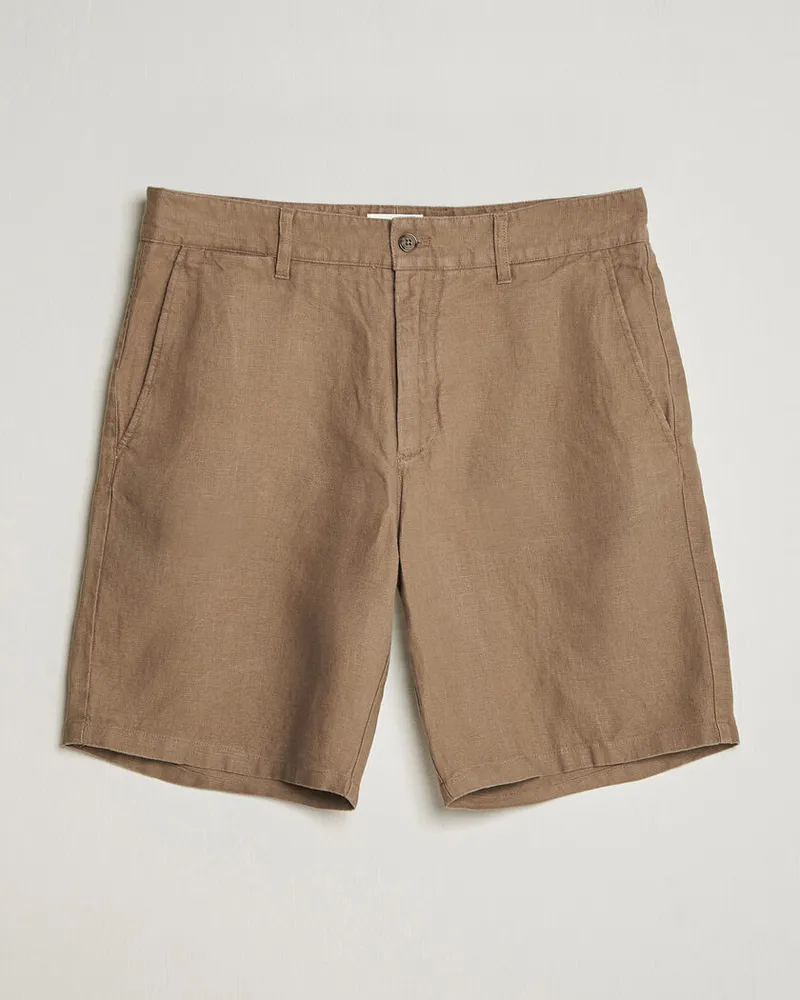 NN 07 Aden Linen Shorts Clay Mirage Braun