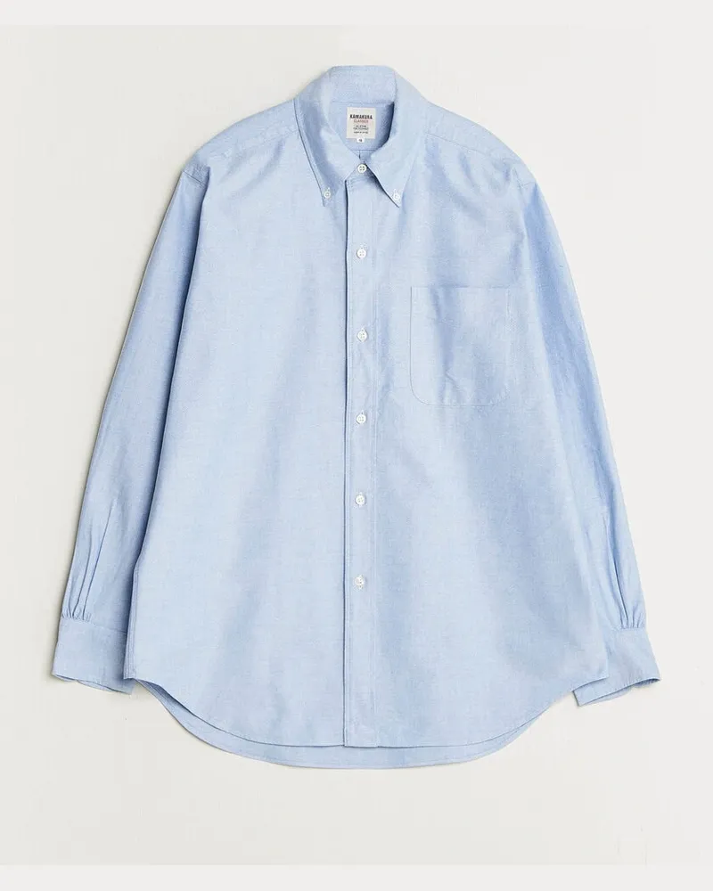 Kamakura Shirts Ametora Japanese Oxford BD Shirt Light Blue Blau