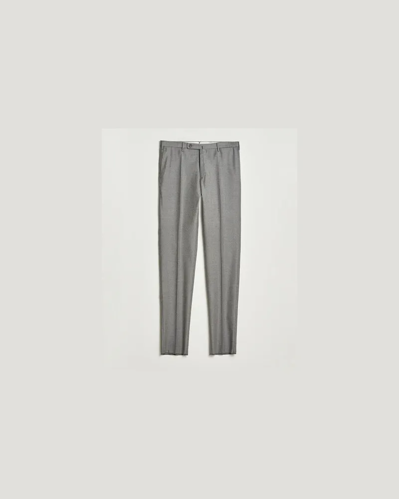 Incotex Regular Fit Worsted Flannel Trousers Light Grey Grau