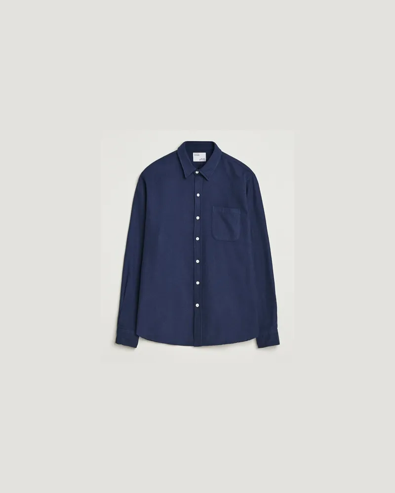 COLORFUL STANDARD Organic Flannel Shirt Navy Blue Blau