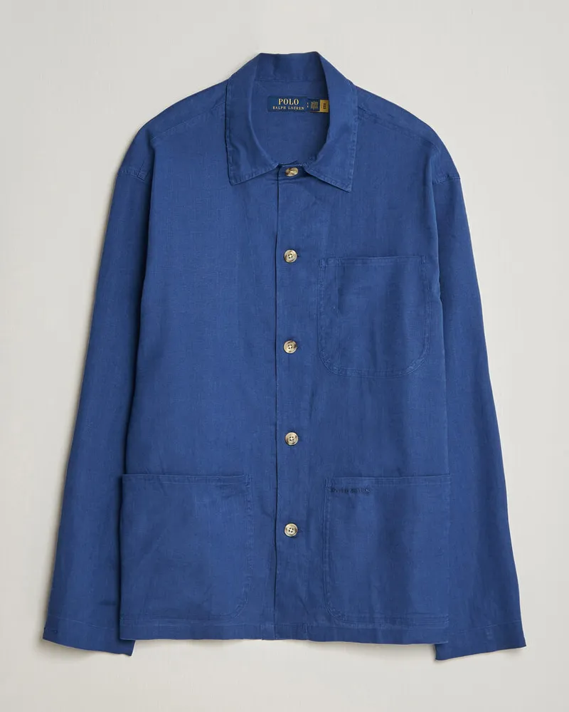 Ralph Lauren Stretch Linen Overshirt Annapolis Blue Blau