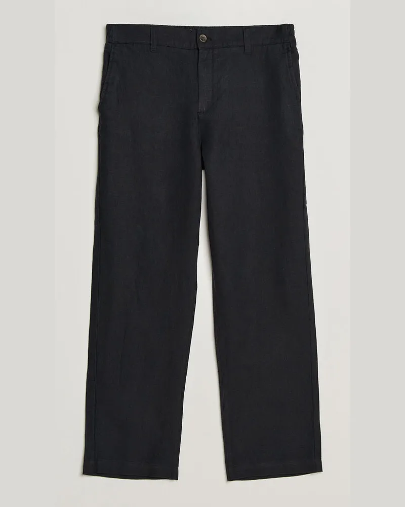 LES DEUX Linen Comfort Suit Pants Black Schwarz