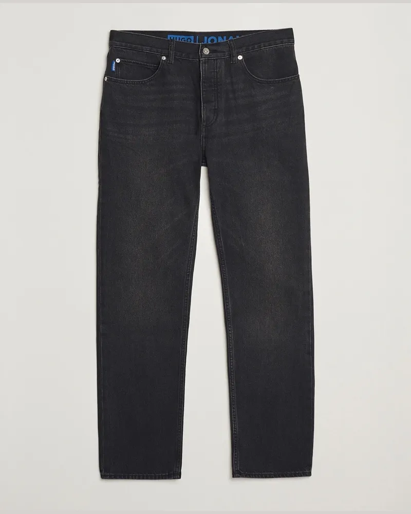 HUGO BOSS Jonah Straight Fit Jeans Washed Black Schwarz