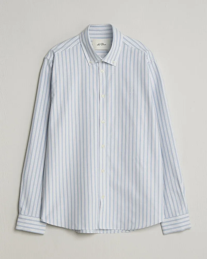 LES DEUX Konrad Striped Oxford Shirt Allure Blue Blau