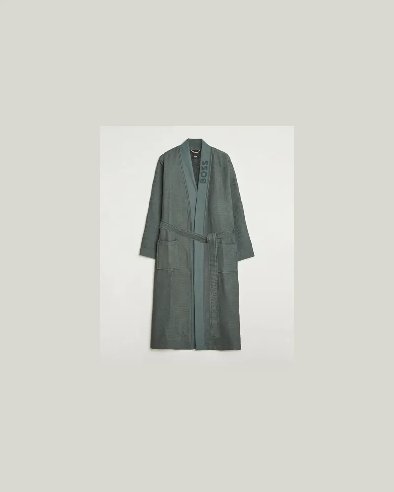 HUGO BOSS Waffle Kimono Open Green Grün
