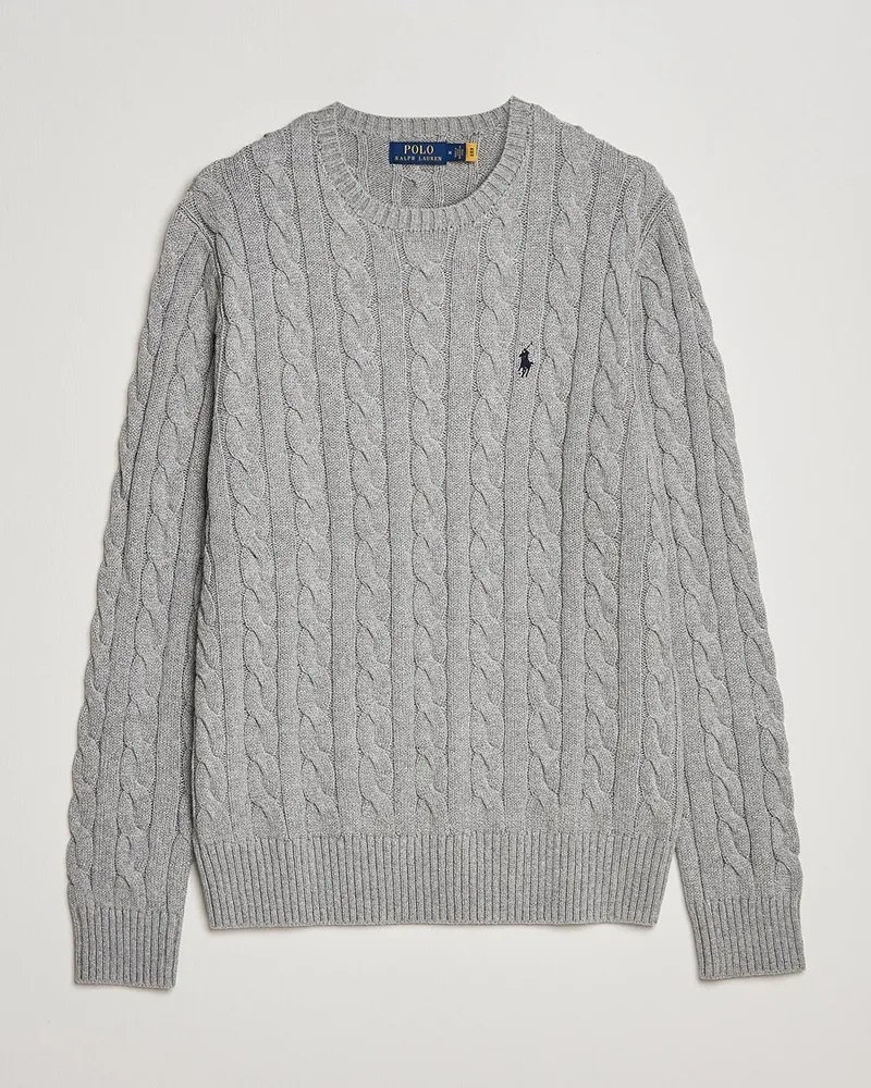 Ralph Lauren Cotton Cable Pullover Fawn Grey Heather Grau