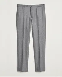 Incotex Slim Fit Carded Flannel Trousers Grey Melange Grau