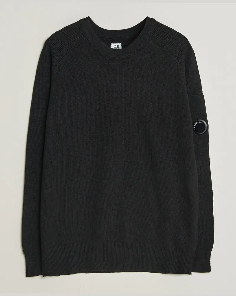 C.P. Company Knitted Lambswool Crew Neck Black Schwarz