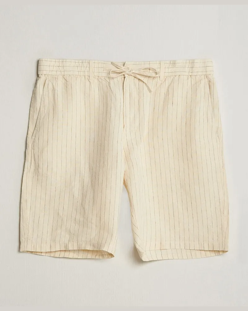 Gant Regular Fit Striped Linen Drawstring Shorts Faded Beige Beige