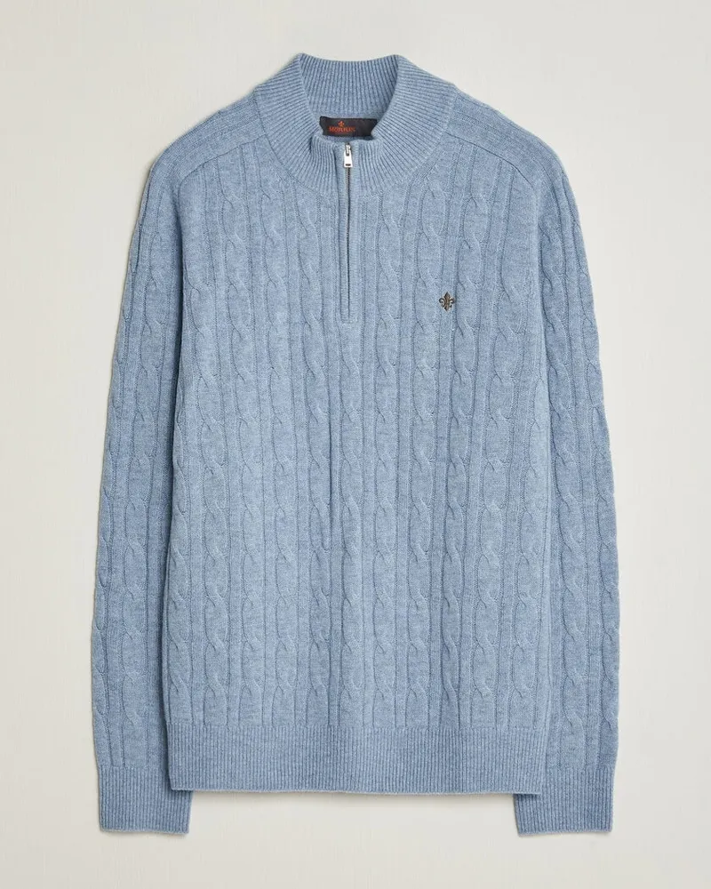 Morris Hertford Cable Half Zip Blue Blau