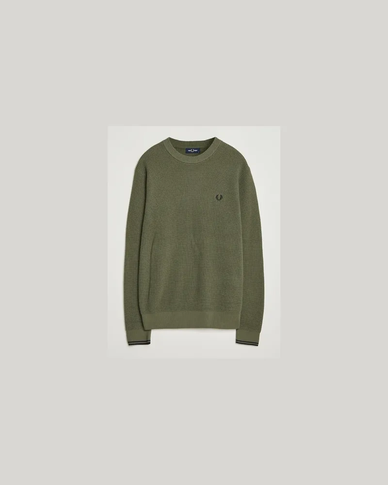 Fred Perry Waffle Stitch Jumper Laurel Green Grün
