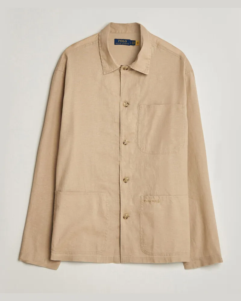 Ralph Lauren Stretch Linen Overshirt Coastal Beige Beige