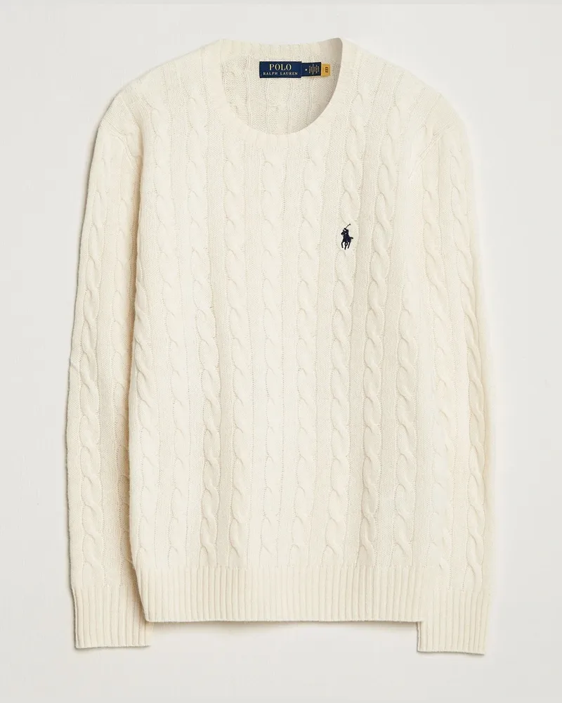 Ralph Lauren Wool/Cashmere Cable Crew Neck Andover Cream Weiß
