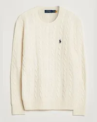 Ralph Lauren Woll/Cashmere Cable Rundhals Andover Cream Weiß