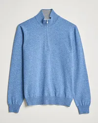 Gran Sasso Woll/Cashmere Half Zip Light Blue Melange Blau