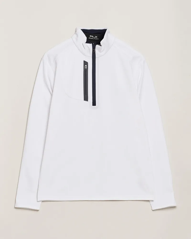 Ralph Lauren Luxury Jersey Half Zip Ceramic White Weiß