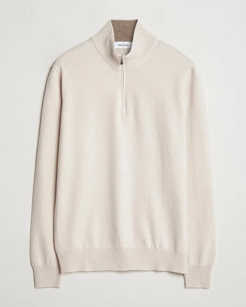 Gran Sasso Wool/Cashmere Half Zip Cream Beige
