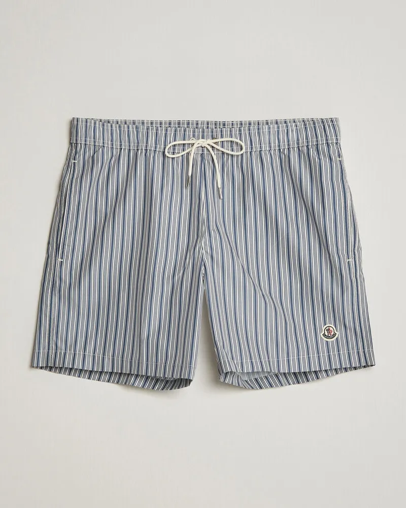 Moncler Nylon Swim Shorts Blue Stripe Blau