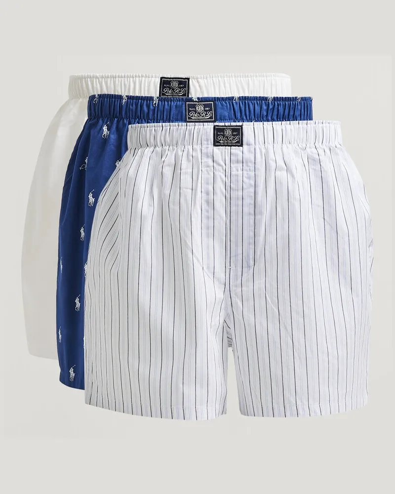 Ralph Lauren 3-Pack Woven Boxer Blue/White Mehrfarbig