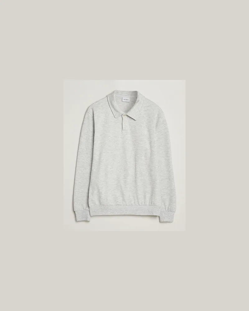 LES DEUX Ben Polo Pique Sweatshirt Snow Melange Grau